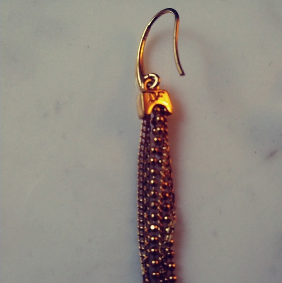 DVF Gold Ball Chain Tassel Long Drop Earrings - Picture 8 of 8